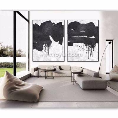 China Environmental Materials Set Huge Contemporary Wall Art 2 Home Decor Black And White Acrylic Paint On Canvas for sale