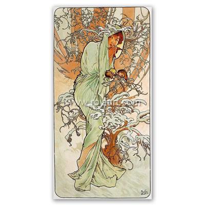 China Environmental Materials Winter Handmade Oil Painting by Alphonse Maria Mucha for sale