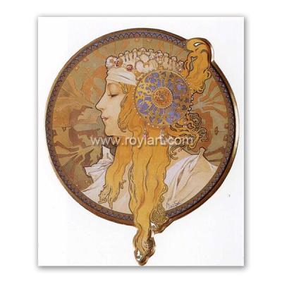 China Environmental Materials Byzantine Head The Blonde Hand Painted Oil Painting By Alphonse Maria Mucha for sale