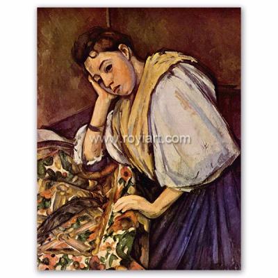 China Environmental Materials Young Italian Girl Resting On Her Elbow Reproduction Oil Painting By Paul Cezanne for sale