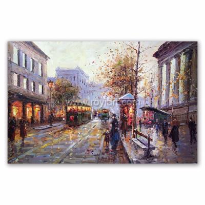 China Environmental Materials Texture Paris Street Scenes Canvas Impressionist Oil Painting for sale