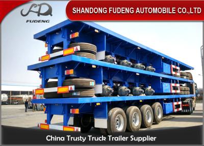 China 40 Foot / 20 Foot Flatbed Container Trailer With Tool Box Four BPW / FUWA Axles for sale