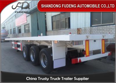 China Flatbed container transport semi trailer , 3 axles flat bed container semi trailer truck for sale