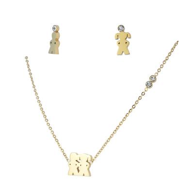 China Necklace+Earring Gold Plated Jewelry Sets 18k Couple Earrings Pendant Necklaces Necklace Set Jewelry for sale