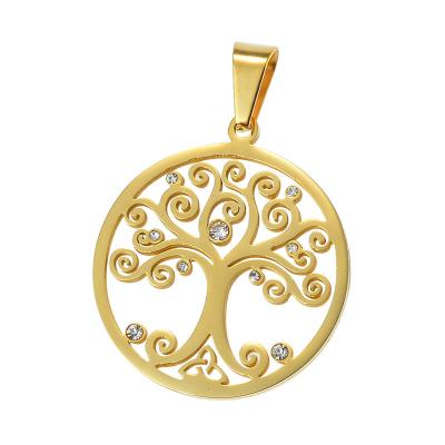 China Wholesale CLASSIC 316 L Cubic Zircon Pendent Cavity Dije Family Tree Stainless Steel Tree Of Life For Necklace for sale