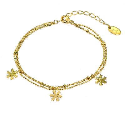 China Vintage Charm Women Snowflake Stainless Steel Bracelet Gold Plated for sale