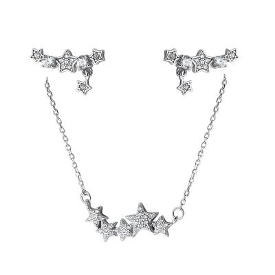 China High Quality Star Meteor Zircon Stainless Steel Costume Jewelry Necklace And Earring Sets For Women And Kids CZ for sale