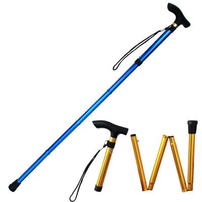 China Portable Mountaineering Cane Telescopic Trekking Pole Aluminum Foldable Aluminum Alloy, Elderly Adjustment 5-Speed ​​Crutch for sale