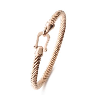 China Hx Eco-friendly Fashion Adjustable Bangle 316 Stainless Steel Cuff Bracelets Women Fashion Jewelry Cable for sale