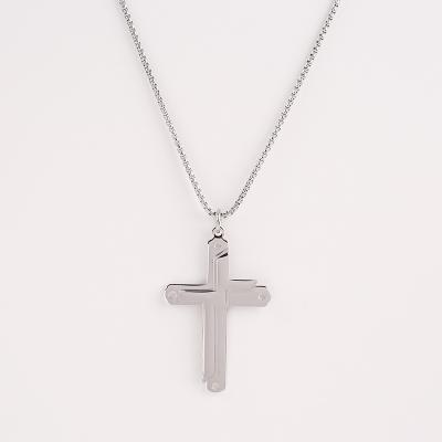 China Eco-Friendly 18K Gold Plated Jewelry Making Outdoor Decorations Jesus Cross Necklace Simple Silver for sale