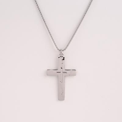 China High Quality Fashion Style Stainless Steel Necklace Jewelry Eco-friendly Classic Men's Cross Pendant Necklace for sale