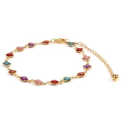 China FASHIONABLE Competitive Price China Manufacture Summer Elastic Hot Female 24K Gold Chain Anklet for sale