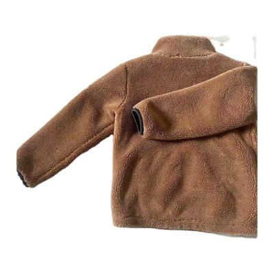 China Hot Selling Anti-wrinkle Olyester Kids Winter Sherpa Brown Designer Track Jacket for sale