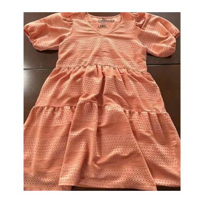 China Good Quality Breathable Cotton Polyester Casual Women Short Sleeve Dress for sale