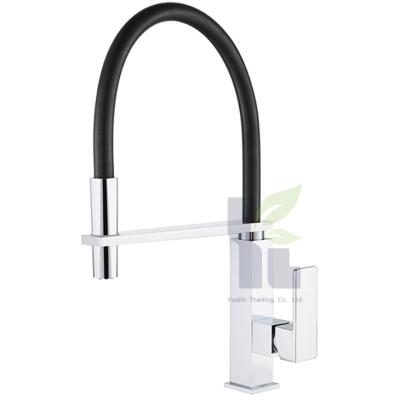 China Pull Out Spray Square Design Chrome Silicone Hose Kitchen Sink Mixer Solid Brass Pull Out Faucet for sale