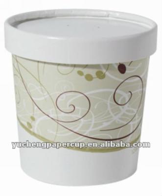 China Customize Disposable Printed Ice Cream Cup Frozen Yogurt Disposable Paper Cup With Lid for sale