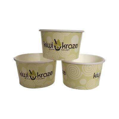 China Biodegradable Custom Ice Cream Packaging Paper Ice Cream Bowl Container With Lid And Spoon for sale