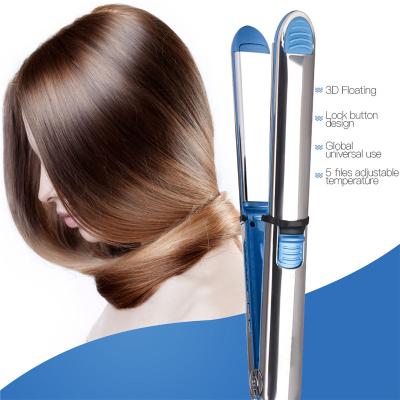 China Nondisposable Popular Selling Fast Electric Straightening Flat Iron Blue Stainless Steel Hair Straightener for sale