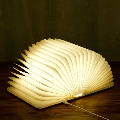 China Foldable Warehouse Book Shape Led Lamp USB Led Mini Wooden Folding RechargeableNight Light for sale