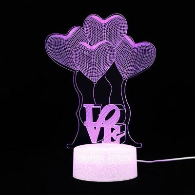 China Modern 3D Acrylic Colorful Led Table Lamp Bedside Night Light For Home Party Decoration Valentine's Day Gift Birthday Gift for sale