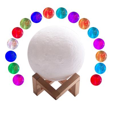 China Modern 16 Color Led Moon Night Light Touch With Rechargeable 3D Star Remote Control Printing Lunar Light for sale