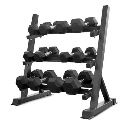 China Factory Wholesale Safe And Stable 3 Pair Weights Gym Equipment Black Metal BELL Dumbbell Set Rack for sale