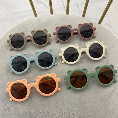 China 2022 newest summer sunglasses 2022 fashion custom logo unisex cute bear cartoon silicone round style UV400 fashionable kids baby kids sunglasses for sale