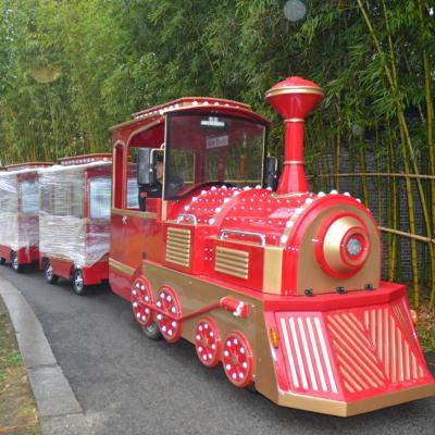 Cina FRP+steel China Supplier Amusement Park Guided Small Electric Trackless Tourist Tourist Train in vendita