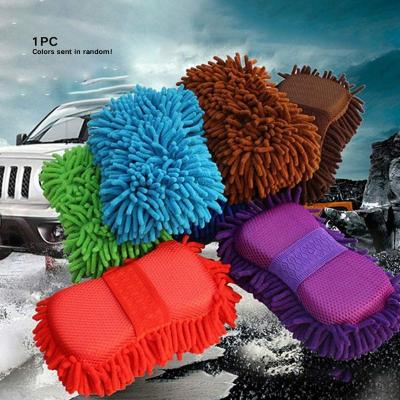 China Free-scratch Hot In Amazon Premium Car Wash Sponge Chenille Microfiber Cleaning Sponge For Car,House,Kitchen for sale