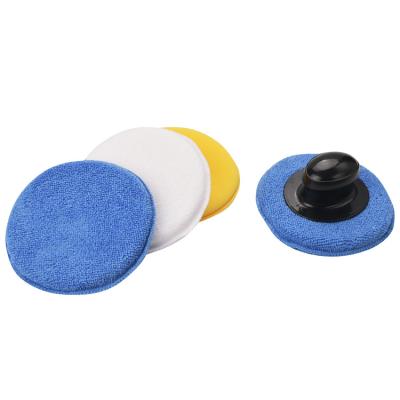 China Daily Cleaning High Quality Car Detailing Wax Sponge Microfiber Wax Applicator Pad With Plastic Hold for sale