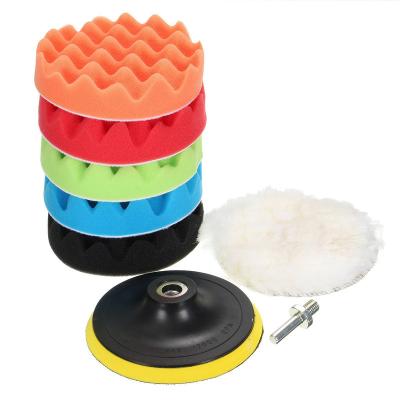 China Perfect Polishing 8PK Wave Pattern Car Buffing Pad Foam Polishing Pad Car Sponge Polishing Pad Kit for sale