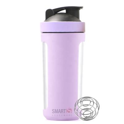 China Viable 750ml BPA Free Empty Glass Shaker Bottle With Colorful Silicon Sleeve Designs for sale