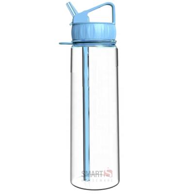 China Custom Sustainable Pale Pink 900ml Food Grade Tritan Plastic Water Bottle With Straw BPA Free Portable Sports Bottle for sale