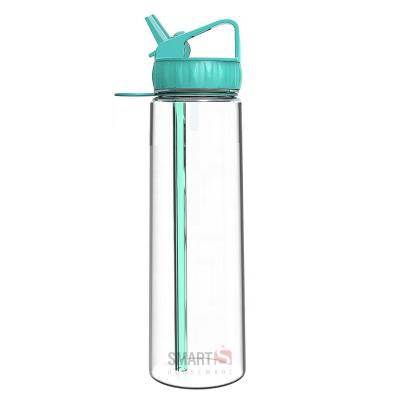 China Amazon Selling Tritan Plastic BPA Free Hot Viable Motivational Water Bottle With Straw 1L Volume RTS Various Colors for sale