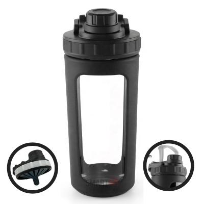 China 2022 Viable New Shaker Bottle Glass Material Protein Black Shaker Bottle With Various Color Options for sale