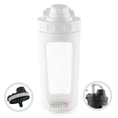 China Viable White 750ml Borosilicate Gym Shaker Bottle Protein Custom Design White Glass Bottle Shaker RTS for sale