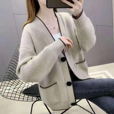 China Anti-wrinkle ladies fragrance small cardigan sweater casual fashion loose knitted sweater coat small new for sale