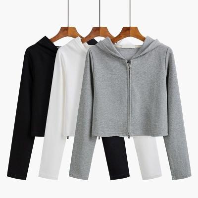 China Casual Loose Design Slotted Anti-wrinkle Zipper Cardigan Fashion Hooded Jacket for sale