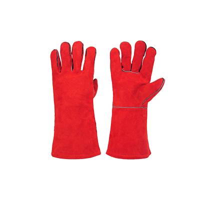 China Heat Insulation Oil Resistance Safety Hand Gloves Welding Gloves Comfortable Cow Split Leather Gloves for sale