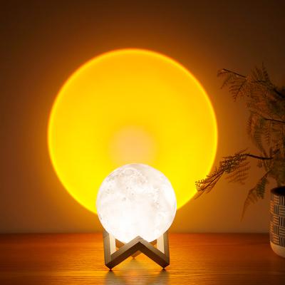 China Modern Ready To Ship Portable USB Rechargeable Battery Built In Cordless Romantic Warm And Cool Moonlight Sunset 3 D Lamp for sale