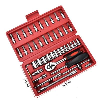 China Portable 1/4 Drive Bit Set 46pcs Ratchet Wrench In One Machine Set Auto Repair Tools Combination Set Impact Socket Wrench for sale