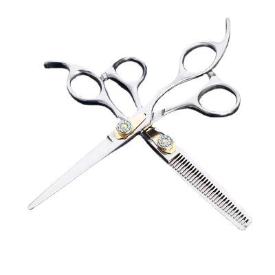 China Thinning Scissors Factory Direct Sales Gem Scissors Stainless Steel Gem Style Hairdressing Scissors Set Flat Teeth Hair Scissors for sale