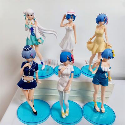 China Japanese Cartoon Toy 17cm Rem Action Number In Swimsuit 6pcs In One Lem PVC Action Number Set Toy for sale