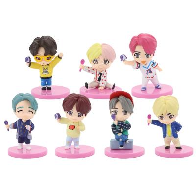 China Bangtan Boys New Wholesale Pink Model Toy 7pcs/set Cartoon Mini Action Figures PVC Doll for sale