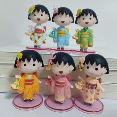 China Toy Japanese Cartoon Anime PVC Figure Cute Girl With Short Hair In A Kimono Maruko-chan Action Figure for sale