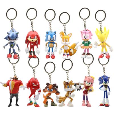 China Gift Toy 6pcs Anime Figure Key Chain Game Action Number Customer Keychain Popular Sonic Women Bag Accessories for sale