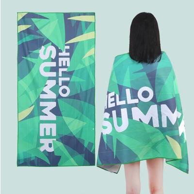 China Sustainable Custom Printed Microfiber Beach Towel Recycled Polyester Microfiber Hawaiian Yoga Beach Towel for sale