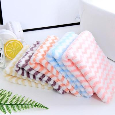 China 25*25cm Viable Wholesale Quick Dry Color Striped Face Towel For Kids And Dry Hand Towel for sale