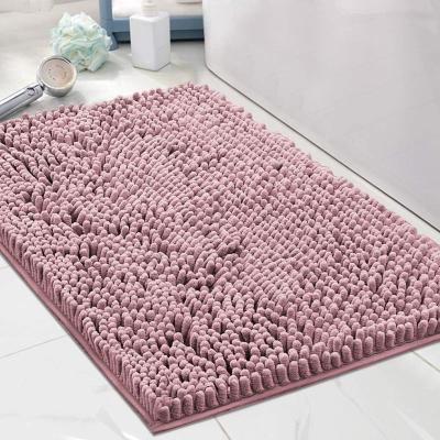 China Washable Custom Design Anti-Slip Home Decor Water Absorbent Floor Mat Chenille Bath Mat Microfiber for sale