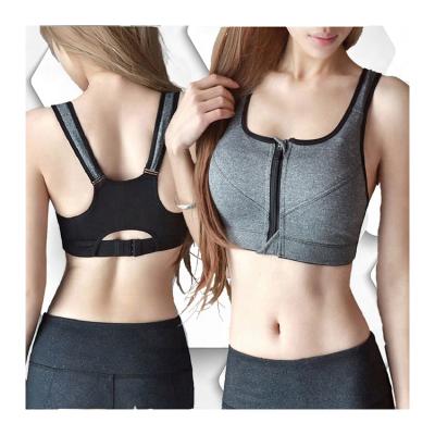 China 1901 Wholesale Fitness Bra Antibacterial Adjustable Zipper Yoga Women's Sports Bra for sale